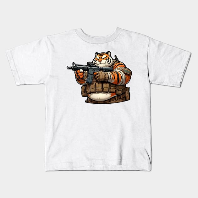 Tactical Tiger Kids T-Shirt by Rawlifegraphic